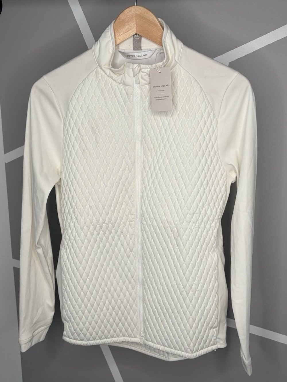 NWT Peter Millar Merge Golf Mini Diamond Quilt Hybrid Jacket Womens S Ivory